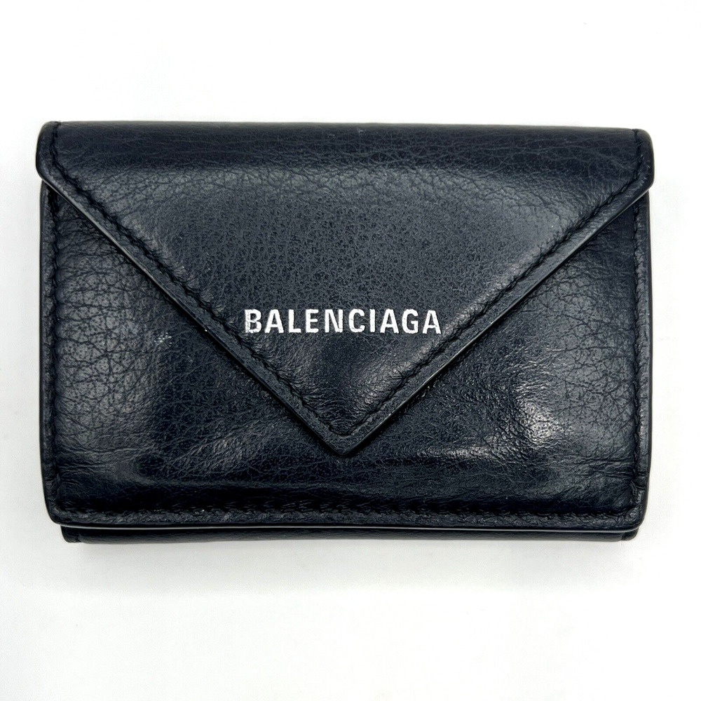 Authentic BALENCIAGA Wallet - Papier Mini Black Leather Trifold